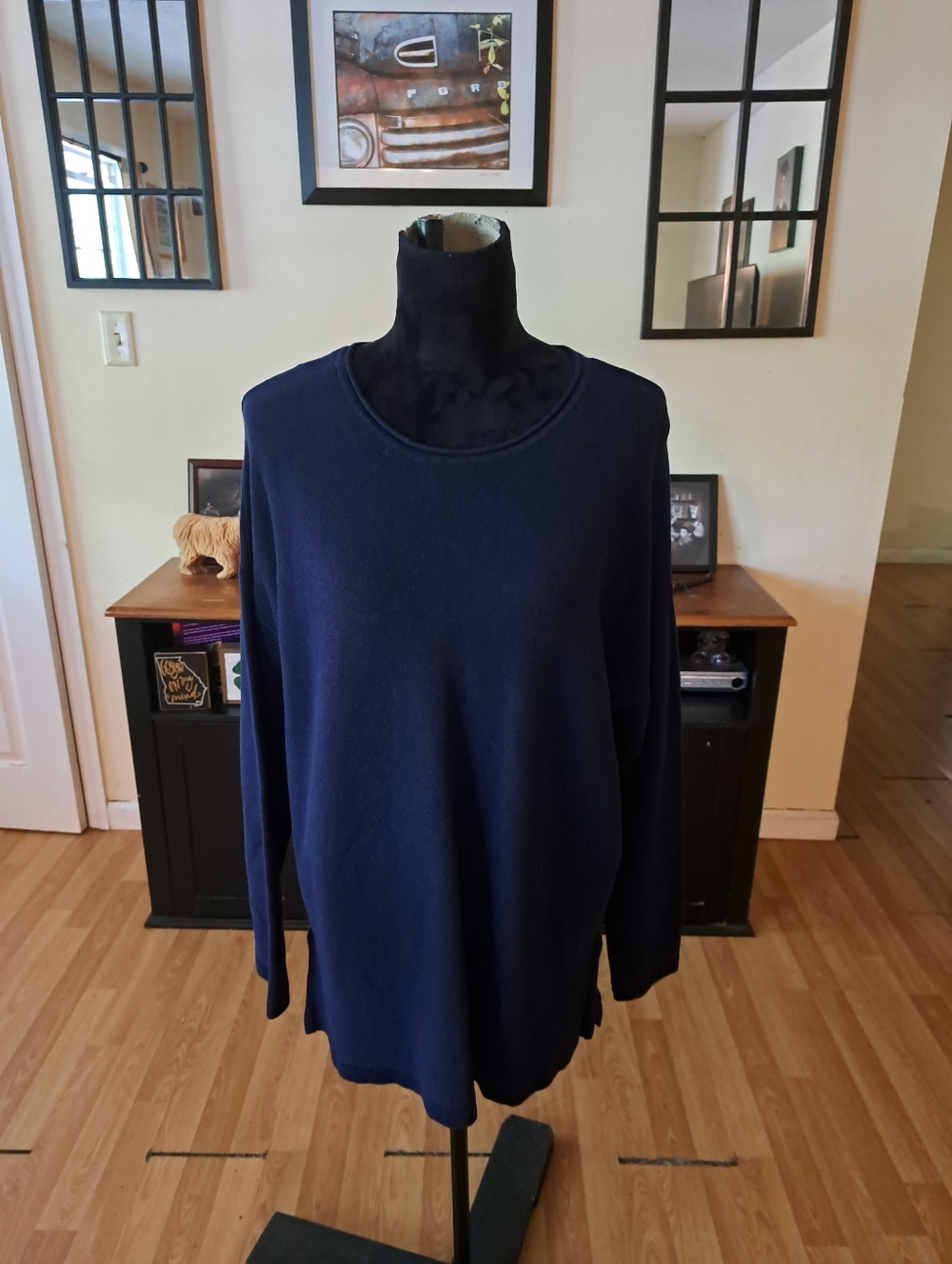 XL Croft & Barrow Blue Long Sleeve Pullover Knit Sweater Round Neck